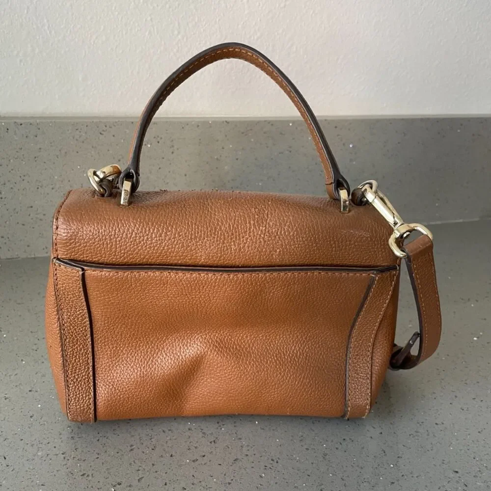 Michael Kors Mini Bag Karson Satchel Woven Brown Yellow Leather crossbody